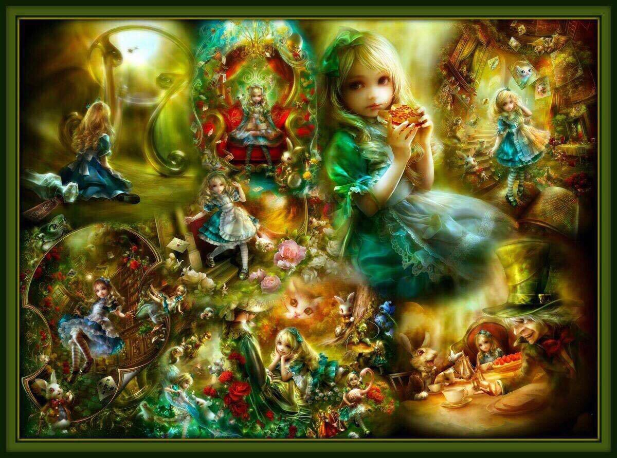 印花dmc纯棉十字绣套件儿童房欧式油画卡通爱丽丝梦游仙境6