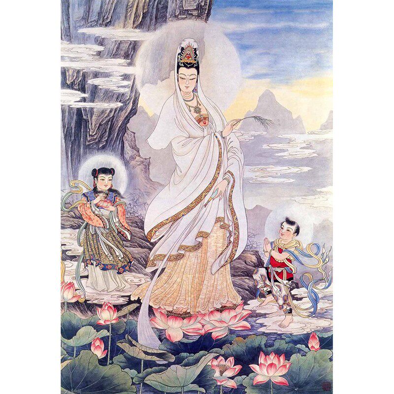 新款印花正品DMC十字绣套件客厅玄关佛像观世音 莲花观音菩萨
