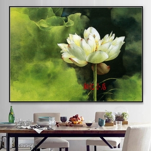 印花新款法国DMC纯棉十字绣套件客厅卧室餐厅中国风荷花 静玉生香