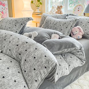 加厚牛奶绒四件套双面绒学生宿舍三件套保暖床上用品加厚套件