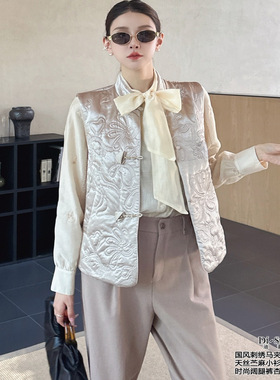 DI-SUI迪素欧韩2025秋冬新品女装38519国风刺绣宽松重工马甲外套