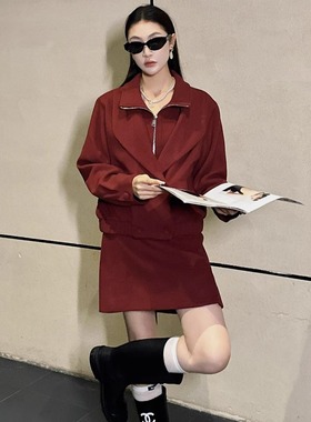 特价DI-SUI迪素正品2025秋冬女装38531通勤风时尚翻领下摆松紧外