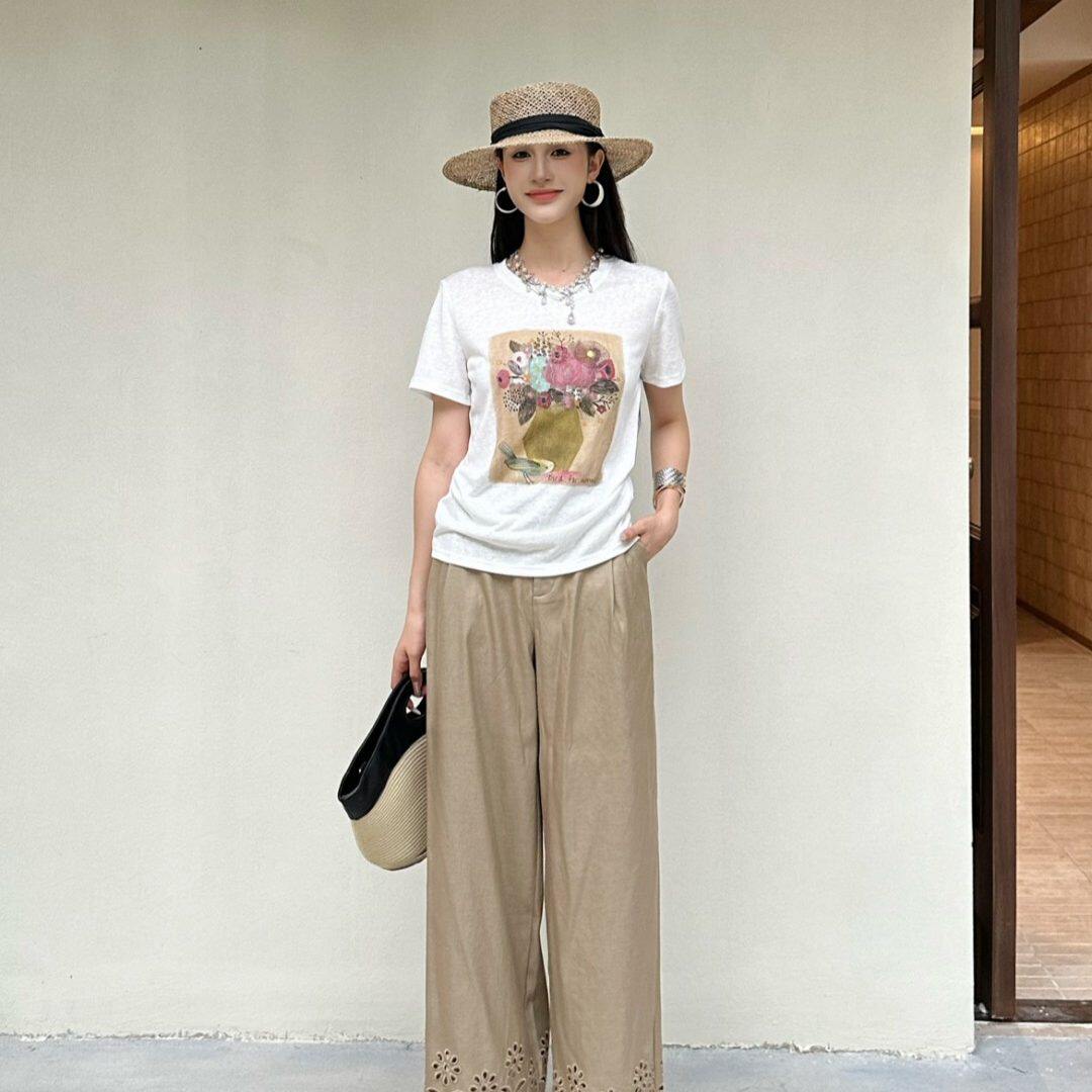 DI-SUI迪素欧货2026夏季新品女装26623爆款天丝薄款图案印花简约T
