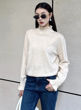 DI-SUI迪素正品2025秋冬新女装00547甜美风珍珠山羊绒宽松绵羊毛