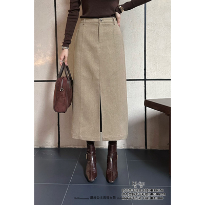 正品代购2025春款直筒羊毛半身裙