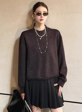DI-SUI迪素欧货2025秋冬新品女装21542羊毛珠片圆领宽松套头卫衣