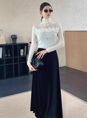 DI-SUI迪素欧韩站2025秋冬新品女装00525精致花边高领塑型镂空