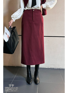 DI-SUI迪素正品2025秋冬新品女装31506羊毛长款遮肉显瘦A字半身裙