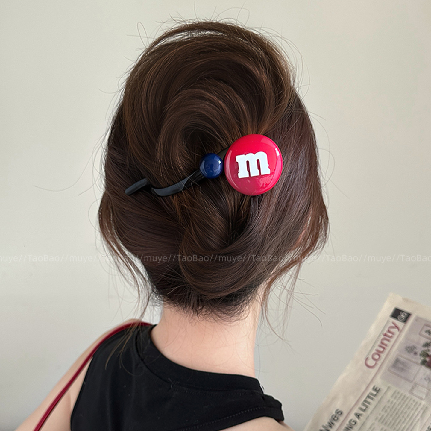 韩系可爱m豆一字扭扭夹发夹新款