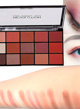 英国正品makeup revolution 16色眼影盘桃花盘珠光哑光2代18新款