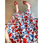 高级感气质显瘦油画碎花中长伞裙女 复古时尚 2025春夏新款 法式