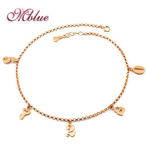 Mblue银饰diy定制字母脚链刻名字女锁钥匙轻奢小众网红ins订制