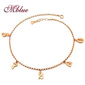 Mblue银饰diy定制字母脚链刻名字女锁钥匙轻奢小众网红ins订制