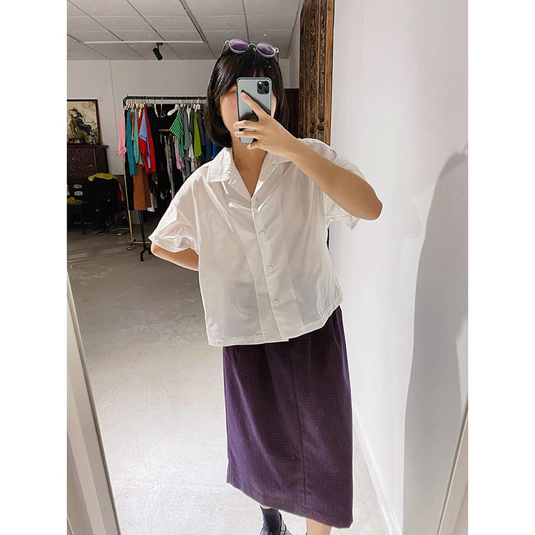 孤品秒杀!不撞衫的美!珍珠白日本进口三醋酸翻领短袖
