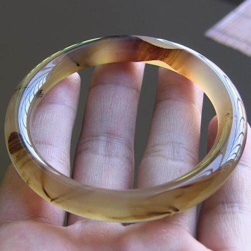 天然巴西红玛瑙手镯/复古圆条/精美纹理/强荧光/如黄昏色玉髓