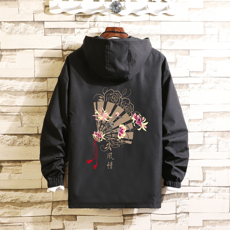 常年款秋季日系风港风印花连帽夹克上衣B370-JK58P45，男装夹克，电商B370-A