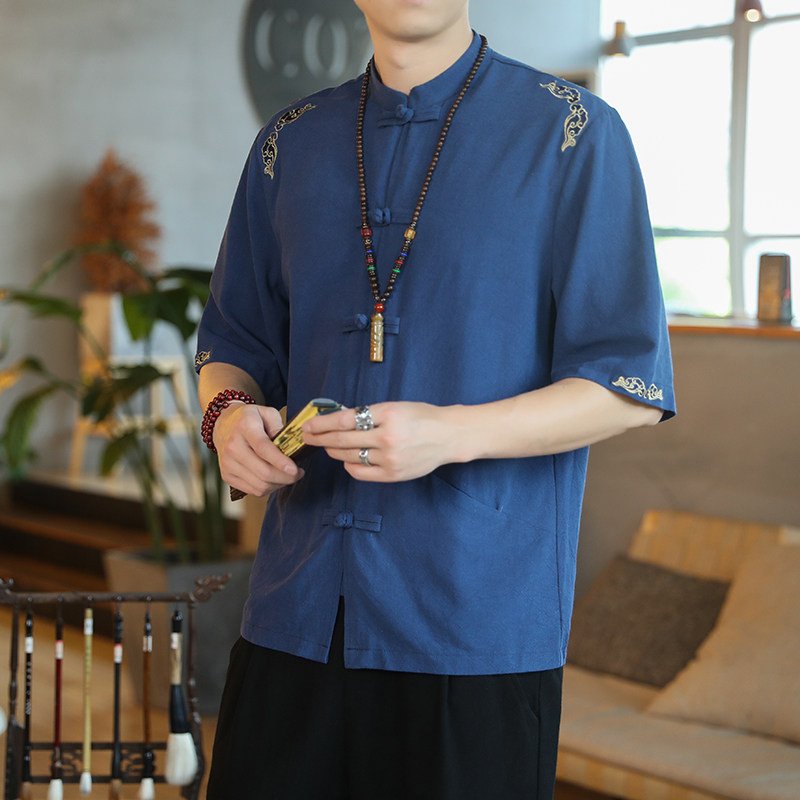 常年款现货春夏风刺绣五分袖外套夹克大码上衣B370-JK206P50,男装T恤,电商B370-A