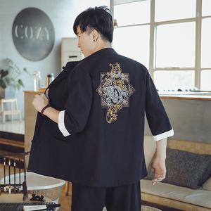 常年春夏秋季风刺绣套装棉麻T恤短袖七分裤B370-TZ45P60图片