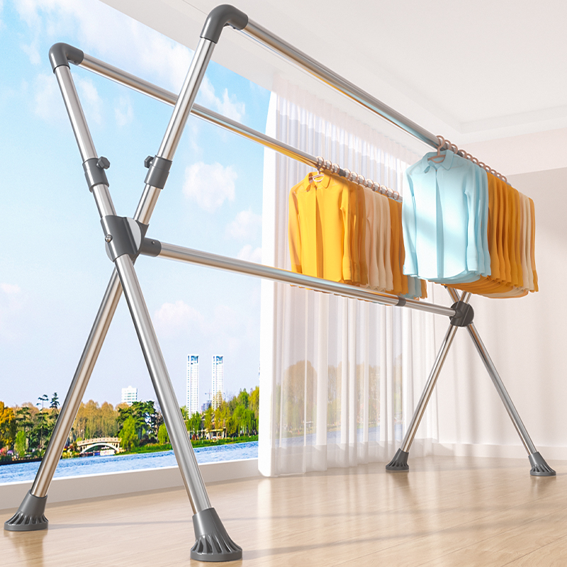 晾衣架落地折叠不锈钢家用阳台