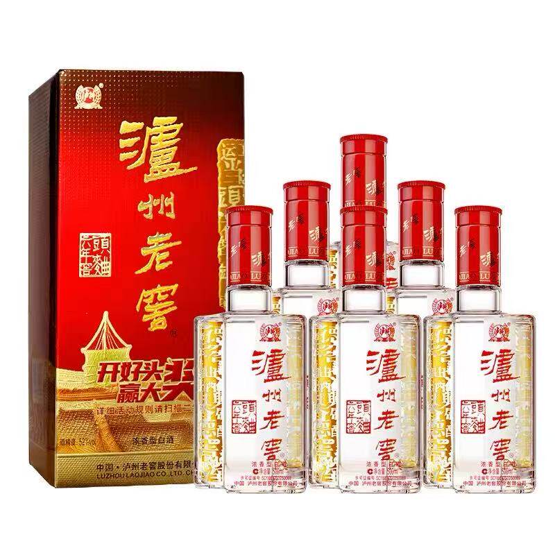 【爆款推荐】泸州老窖六年窖头曲52度 500ml*6瓶整箱装浓香型白酒