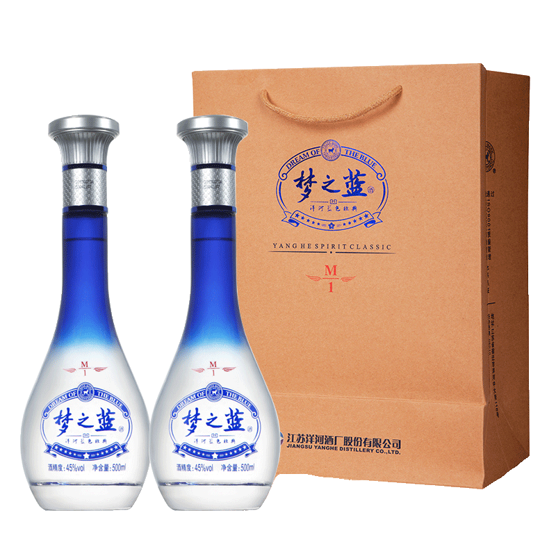 洋河蓝色经典 梦之蓝m1 45度500ml*2瓶 口感绵柔浓香型白酒送礼