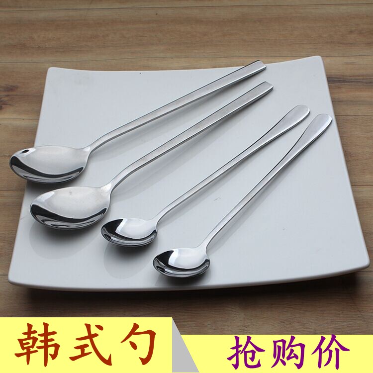 创意可爱韩式勺不锈钢长柄饭勺套装儿童勺冰勺甜品勺茶勺搅拌勺