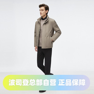商务风衣式 鹅绒经典 简约立领蓄热内里羽绒服 短款 波司登男装