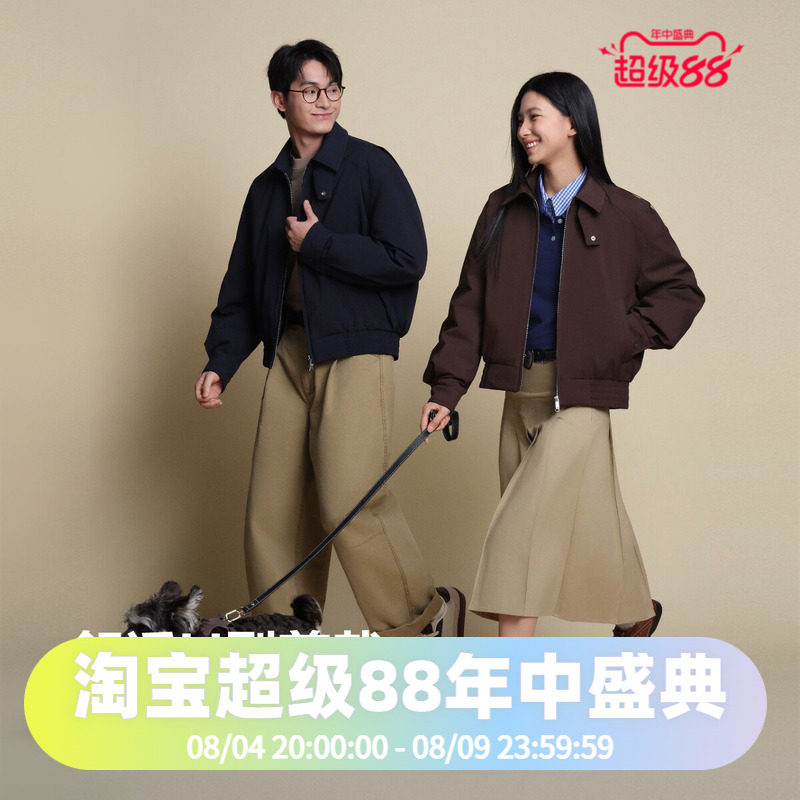 波司登2025秋季款男短款巴恩风情侣款女式夹克时尚羽绒服