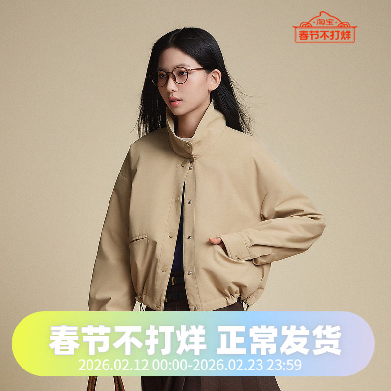 波司登巴恩风25秋季新款女短款羽绒服复古夹克外套时尚保暖立领