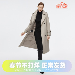 【波司登风衣羽绒服】内胆可拆女士长款气质鹅绒收腰显瘦英伦外套