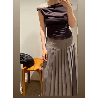 Ethos 长款百褶裙 高腰显瘦百搭休闲