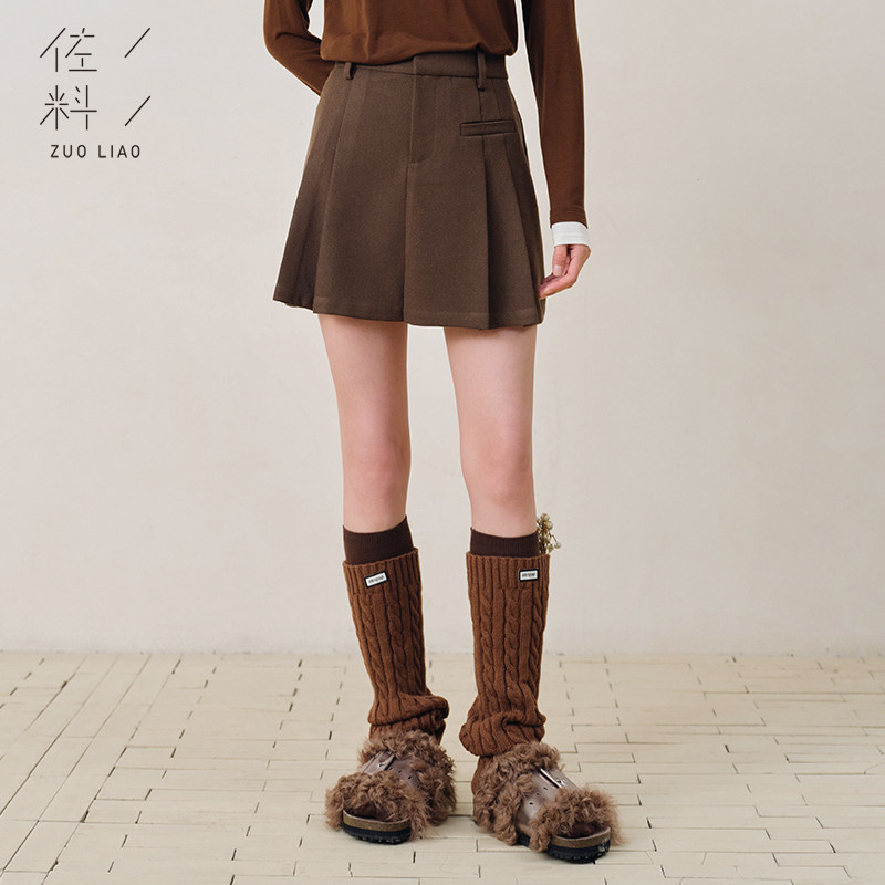 佐料原创设计时尚气质高腰显瘦百搭短款A字裤裙纯色女装ZDB4Q076