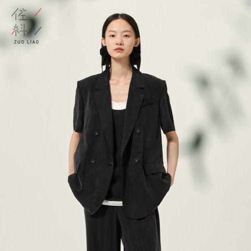 佐料时尚气质黑色短袖西服