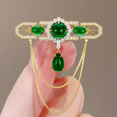 奥特莱斯品牌折扣店撤柜清仓捡漏祖母绿链条胸针outlets女配饰