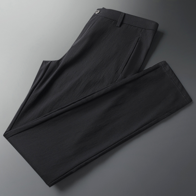 大码胖子男士修身弹性黑色休闲裤