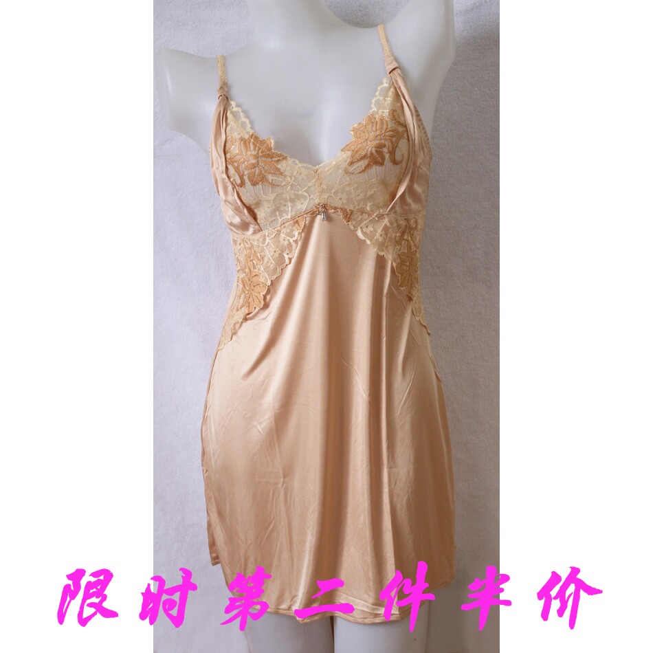 包邮黛丽世家文胸正品吊带性感刺绣V型夏秋舒服睡裙家居服S6001