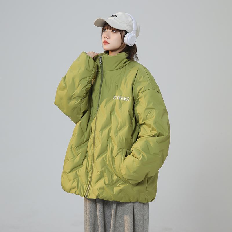 菱形格大码羽绒服男冬款