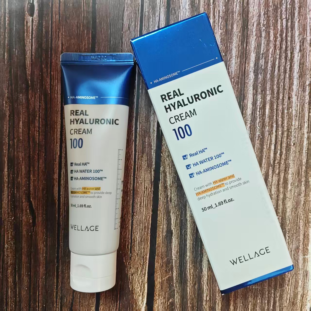 韩国wellage维拉珠蓝色透明质酸100水分保湿补水面霜50ml