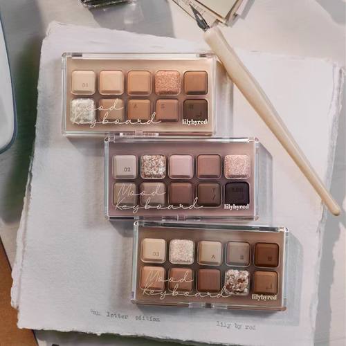 lilybyred丽丽百乐键盘十色眼影盘珠光哑光百搭灰棕奶咖色