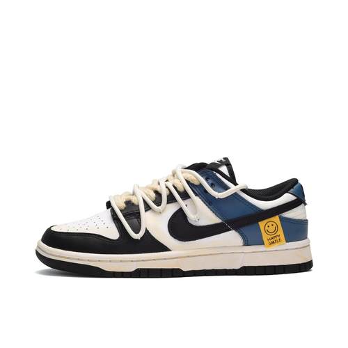 【定制球鞋】 Nike Dunk DD1391-100 (TeamE-男款笑脸贴黑白蓝)