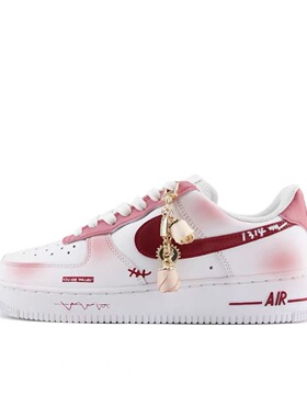 【定制球鞋】Nike Air Force 1 玫瑰情话 涂鸦 粉白 CW2288-111