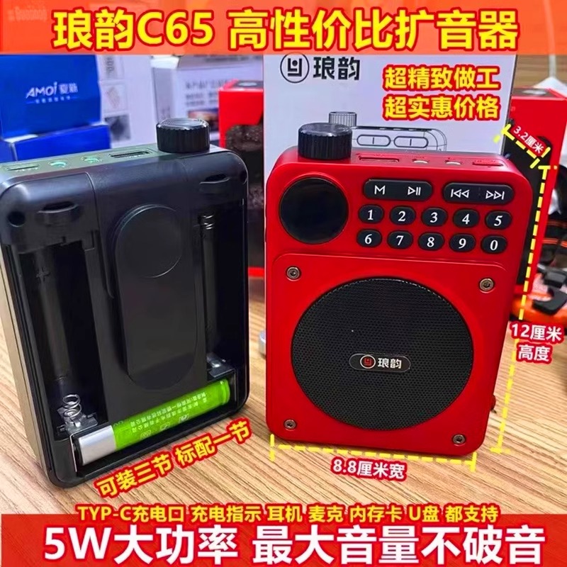 琅韵C65扩音器小蜜蜂无线蓝牙音响箱收音机大音量充电式插卡便携