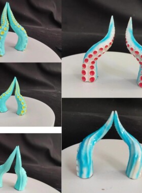 搞怪,糖果色暗黑章鱼触手cos万圣节，兽装角，恶魔角 bjd配件