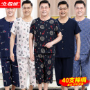 男中老年夏季 爷爷男款 家居服老年人短袖 绵绸男士 爸爸棉绸睡衣套装