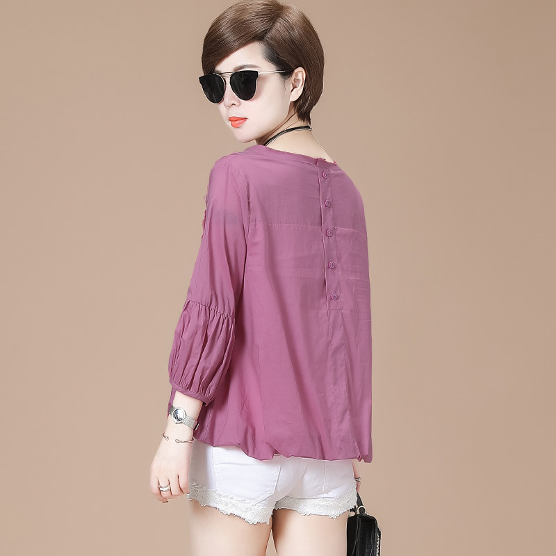 白色蕾丝衬衫女2020春夏新款韩版宽松休闲百搭上衣七分袖T恤小衫