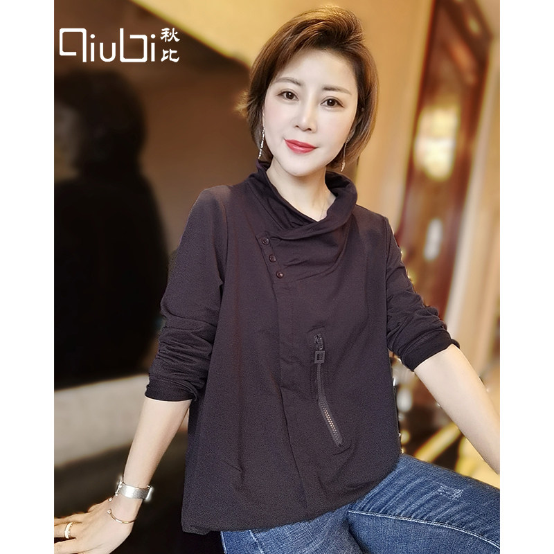 秋比立领紫色衬衫女长袖设计感小众上衣2020秋季韩版宽松衬衣外套