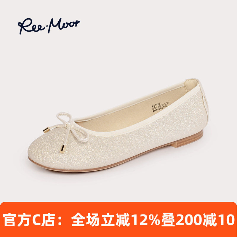 REEMOOR睿慕蝴蝶结蛋卷鞋2025年春夏新款圆头浅口平底单鞋女鞋