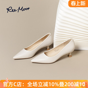 REEMOOR睿慕猫跟晚晚鞋2026春夏新款秋季通勤尖头法式中跟单鞋女