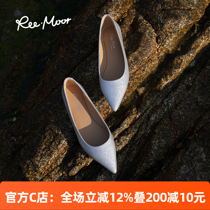 REEMOOR睿慕气质软底工作鞋2025春季新款法式尖头浅口单鞋女