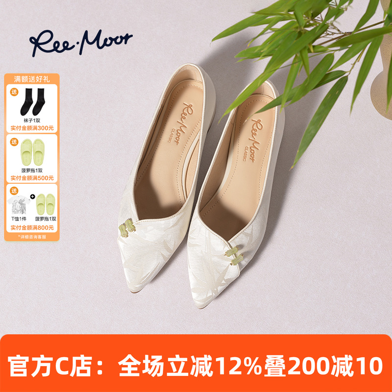 REEMOOR睿慕新中式刺绣跟鞋